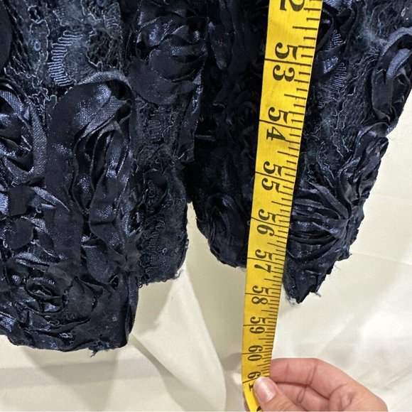 NWT $259 ALEX‎ EVENINGS [ 6 ] Embellished Lace Rosette A-Line Gown in Navy Blue - Picture 6 of 14